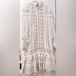 Elli Makir “Zimmerman Modest” White Lace Midi Dress